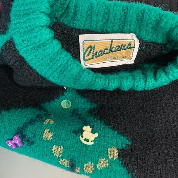 Vintage Checkers Beverly Hills 3D wool Christmas sweater - Picture 4 of 4